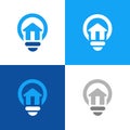 House and light bulb logo icon template, smart home design concept - Vector Royalty Free Stock Photo