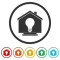 House and light bulb ring icon color set Royalty Free Stock Photo