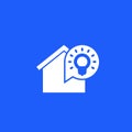 House and light bulb, vector white icon Royalty Free Stock Photo