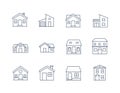 House Line Icon Vector / Home icon / Building houses - Vector thin line icon Royalty Free Stock Photo