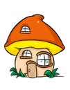 House little mushroom fairy tale nature cartoon illustration Royalty Free Stock Photo