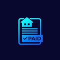 house loan paid icon, vector