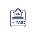 house loan, paid mortgage line icon, vector