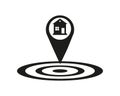 House location icon. Drop shadow map pointer silhouette symbol. Real estate pinpoint. Home nearby. Vector isolated