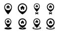 House location icon set collection. Map pointer with home, address sign symbol
