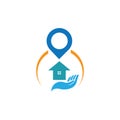 A House location logo, home location, pin house logo Royalty Free Stock Photo