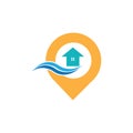 A House location logo, home location, pin house logo Royalty Free Stock Photo