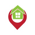A House location logo, home location, pin house logo Royalty Free Stock Photo