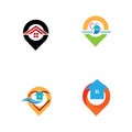A House location logo, home location, pin house logo Royalty Free Stock Photo