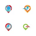 A House location logo, home location, pin house logo Royalty Free Stock Photo