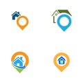 A House location logo, home location, pin house logo Royalty Free Stock Photo