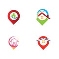 A House location logo, home location, pin house logo Royalty Free Stock Photo