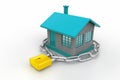 House locked in chain and padlock Royalty Free Stock Photo