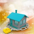 House locked in chain and padlock Royalty Free Stock Photo