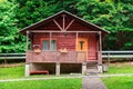 House of the log. House of extruded wooden profile.