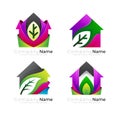 House logo and leaf design nature, building icon