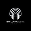 House logo with line simple design illustration, building icons Royalty Free Stock Photo