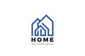 House Logo Real Estate Geometric Simple Design Vector template Linear Outline style. Home Realty Construction Architecture Royalty Free Stock Photo