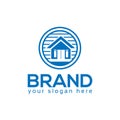 House logo vector. Flat logo design. Blue House. Royalty Free Stock Photo