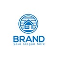 House logo vector. Flat logo design. Blue House. Royalty Free Stock Photo