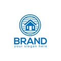 House logo vector. Flat logo design. Blue House. Royalty Free Stock Photo