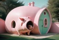 A house that looks like a circular pig Royalty Free Stock Photo