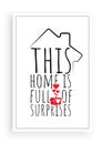 This home is full of surprises, vector. Wording design, lettering. Scandinavian minimalist poster design. Artwork