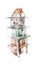 House made of banknotes with nominal five and one thousand ruble Royalty Free Stock Photo