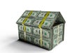 House made of dollars. 3d rendered. on white background