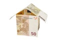 House made from euro bills isolated Royalty Free Stock Photo