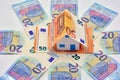 House made with 50 and 20 euro bills Royalty Free Stock Photo