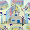House made with 50 and 20 euro bills Royalty Free Stock Photo