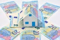 House made with 50 and 20 euro bills Royalty Free Stock Photo