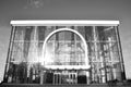 A building made of a glass. the sun is reflected in the windows. the museum. black and white Royalty Free Stock Photo