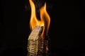 House made of matches is set on fire Royalty Free Stock Photo