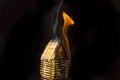 House made of matches is set on fire Royalty Free Stock Photo