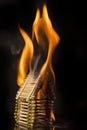 House made of matches is set on fire Royalty Free Stock Photo