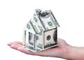 House made of money in hand Royalty Free Stock Photo