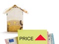 House made out of Euro bank notes on white background. Investing in property and real estate. New home concept. Profit on Royalty Free Stock Photo