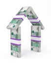 House made of Russian currency banknotes