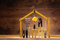 House Made Up Of Measuring Tape Over Tools Royalty Free Stock Photo