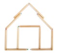 House made of wooden pencils. Royalty Free Stock Photo