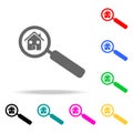 house in a magnifier icon. Elements of real estate in multi colored icons. Premium quality graphic design icon. Simple icon for we Royalty Free Stock Photo