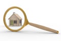 House and magnifier on white background Royalty Free Stock Photo