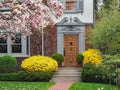 House with magnolia tree  in bloom Royalty Free Stock Photo