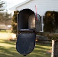 Open Mailbox with the Flag Up. Royalty Free Stock Photo