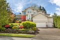 House with a Manicured Landscaped Frontyard Garden Royalty Free Stock Photo