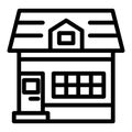 House with mansard window line icon. Small cottage with attic vector illustration isolated on white. Home outline style Royalty Free Stock Photo
