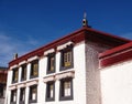 The house with many windows in Tibet in sunny day