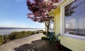 House with maple and amazing water view. Royalty Free Stock Photo